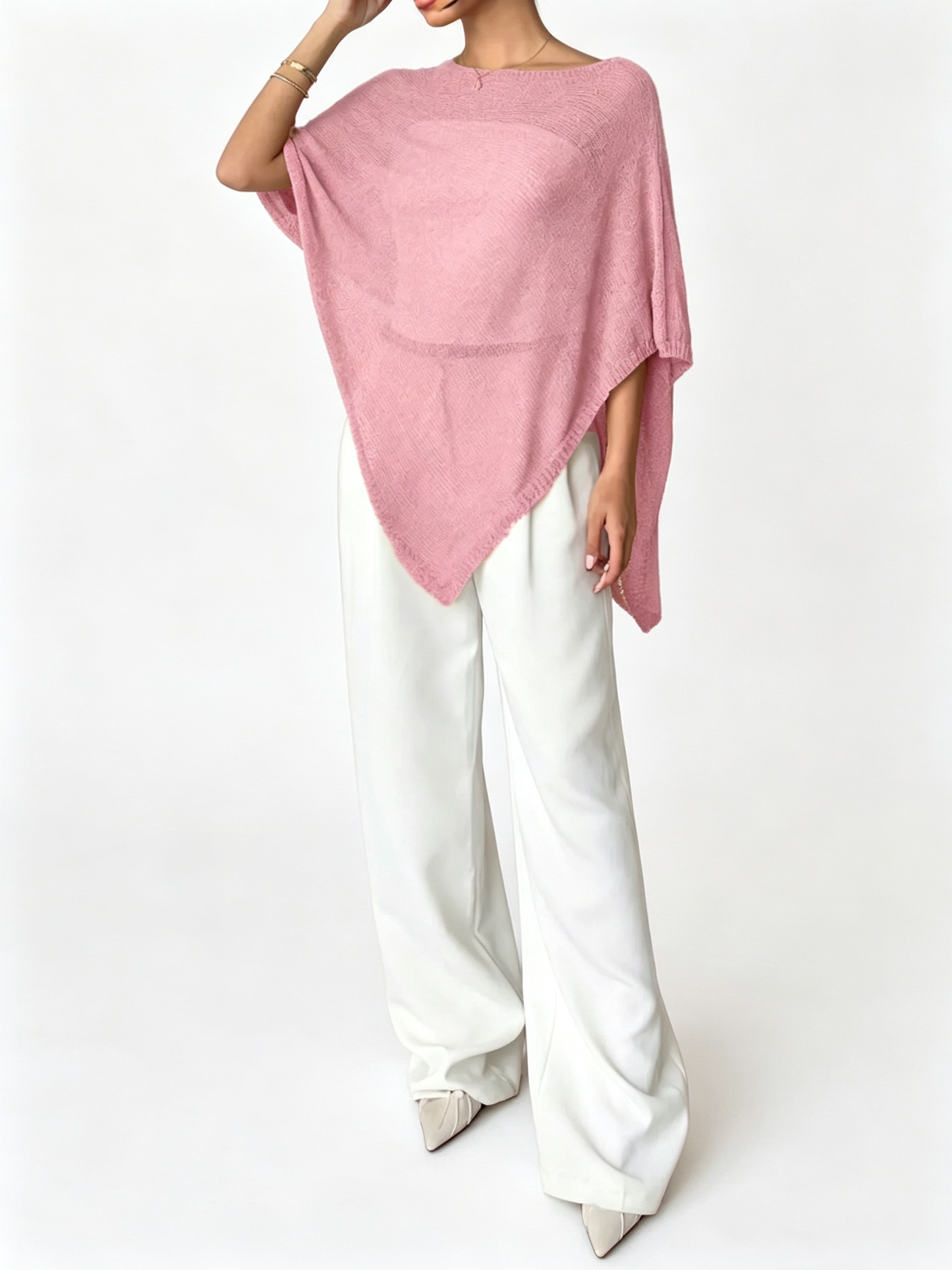 Women Multi-Wear Unique Irregular Hem Knit Shawl Pullover All Match Casual Tops