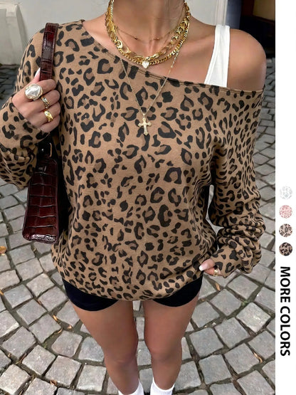 Women Off‑Shoulder Oversized Long Sleeve Sweatshirt