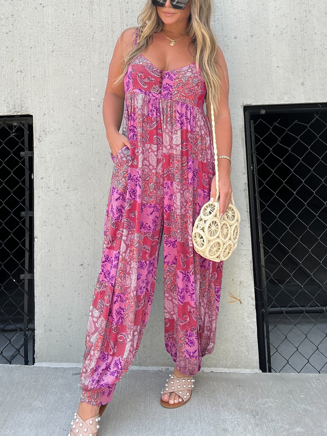 2024 Patchwork Print Loose Jumpsuit (Buy 2 Free Shipping)