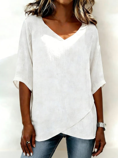 Women's V-Neck Irregular Hem Top