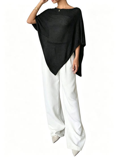 Women Multi-Wear Unique Irregular Hem Knit Shawl Pullover All Match Casual Tops