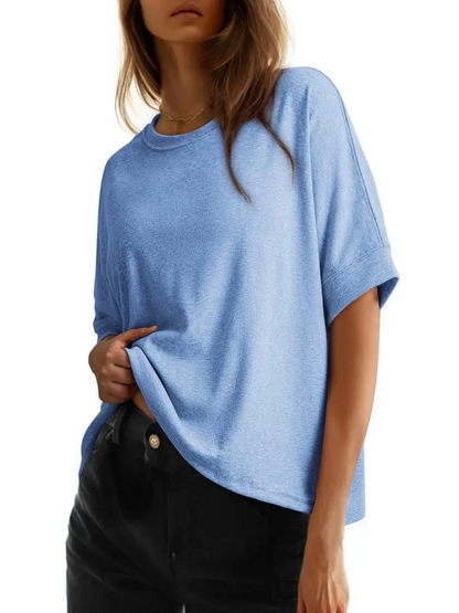 Oversized Crew Neck Loose Basic Short Sleeve Casual Daily Tee