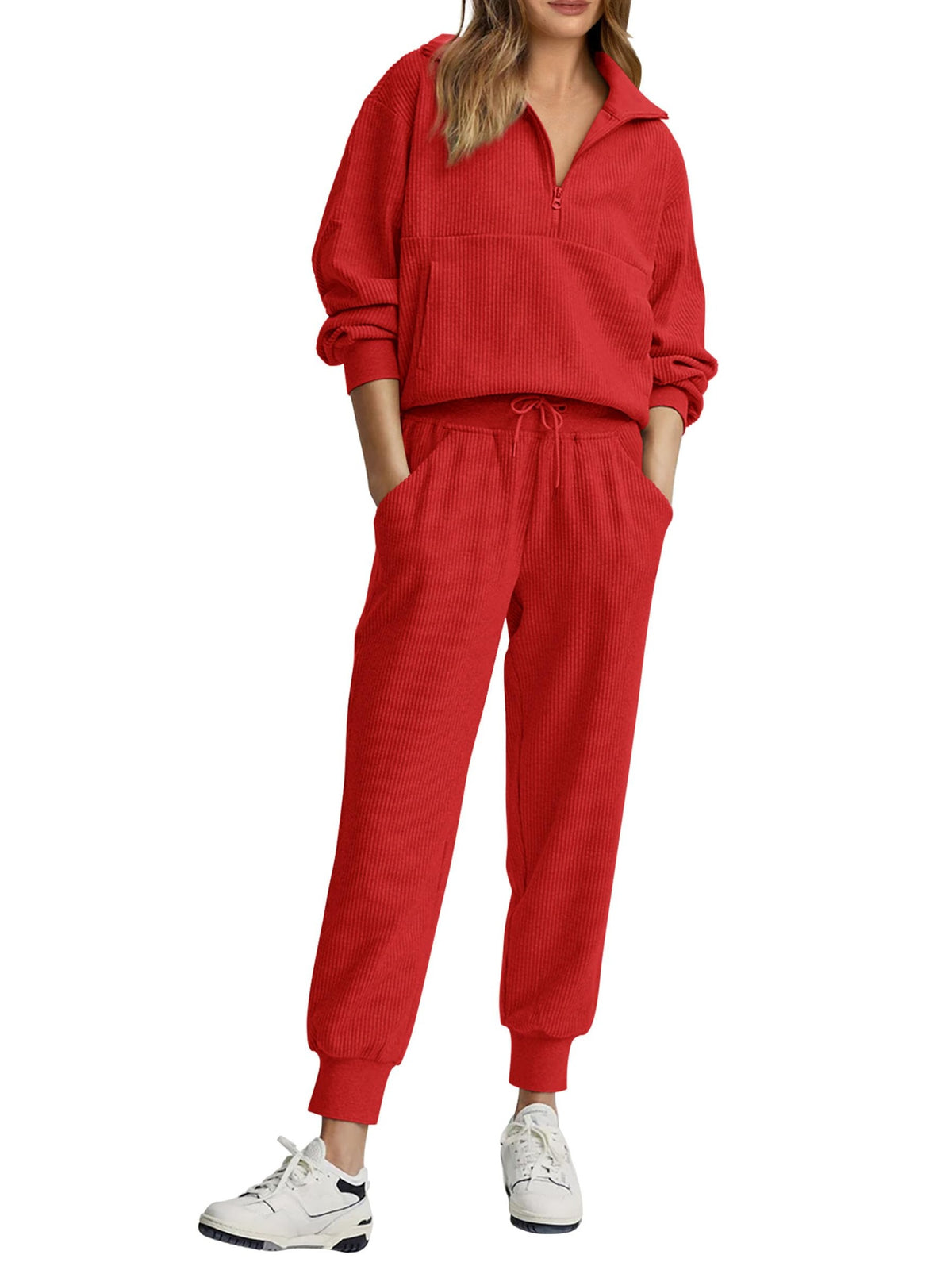 🎀Women's Ribbed Half Zip Lounge Two Piece Set
