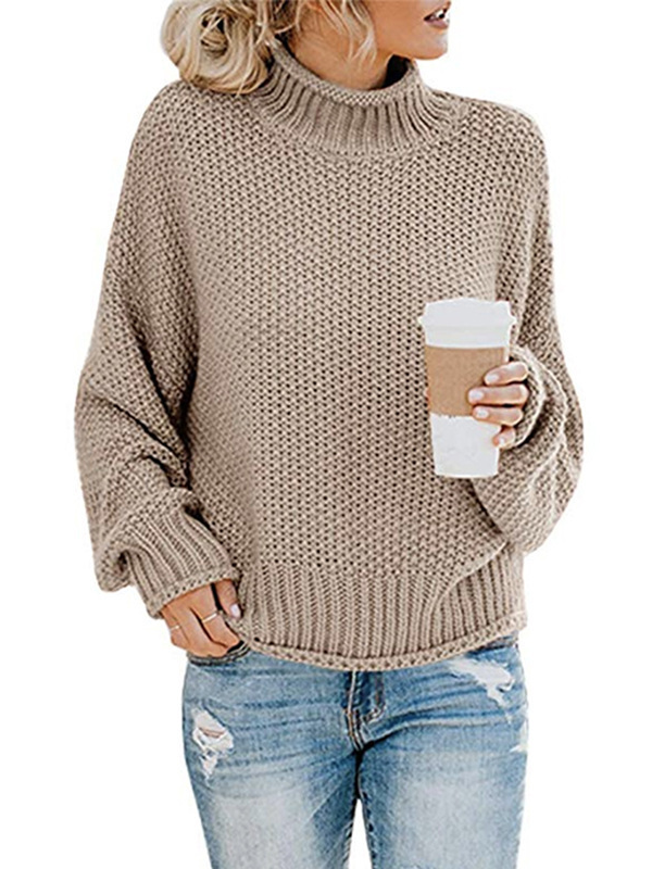 Oversized Turtleneck Batwing Sleeve Pullover Top