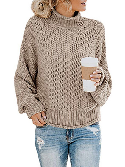 Oversized Turtleneck Batwing Sleeve Pullover Top