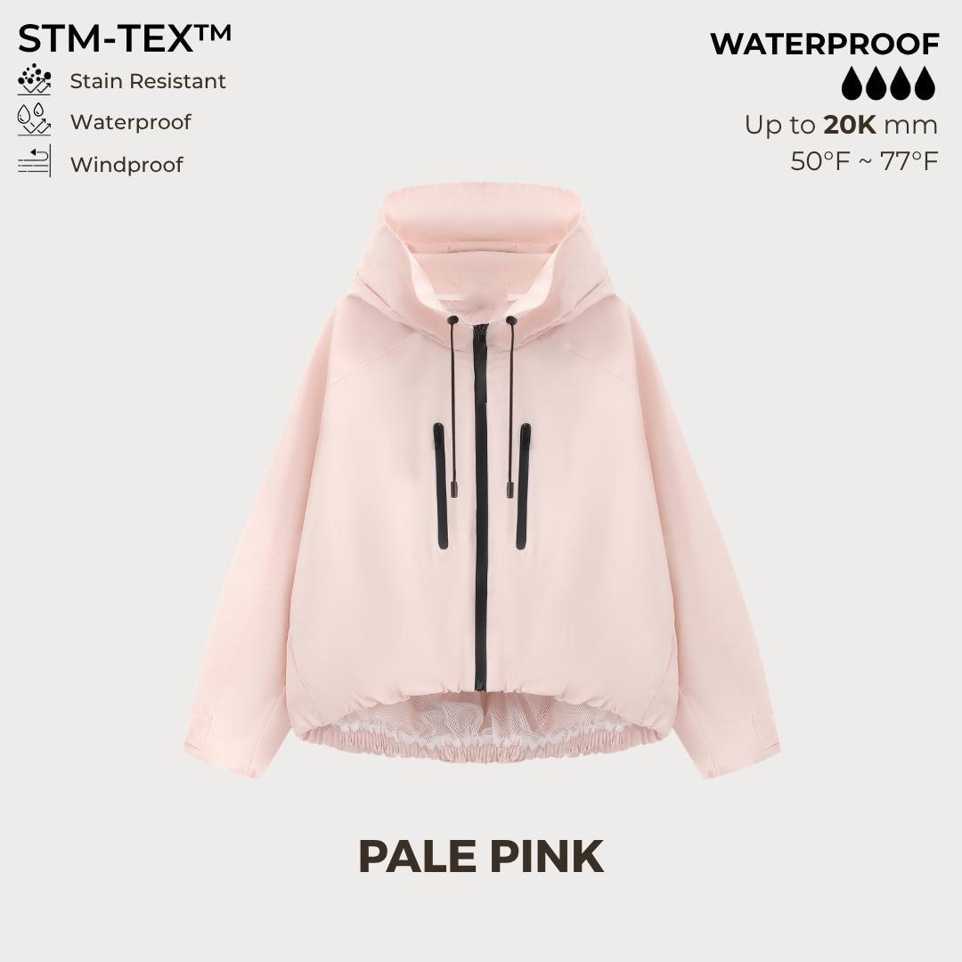 ⏰Hot Sale-Women's Oversized Pleated Hem Rain Jacket With Hooded