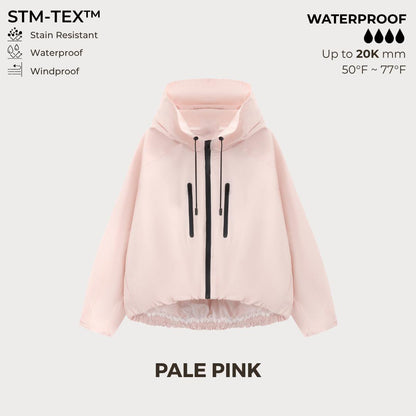 ⏰Hot Sale-Women's Oversized Pleated Hem Rain Jacket With Hooded