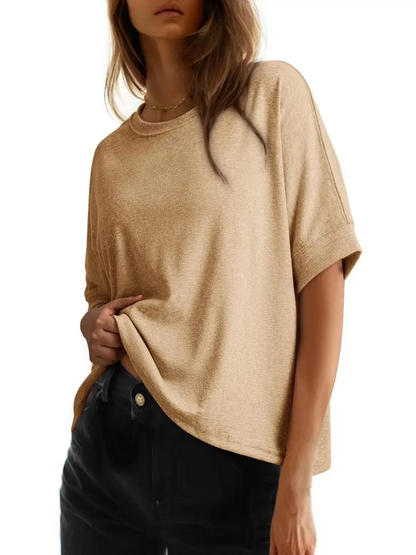 Oversized Crew Neck Loose Basic Short Sleeve Casual Daily Tee