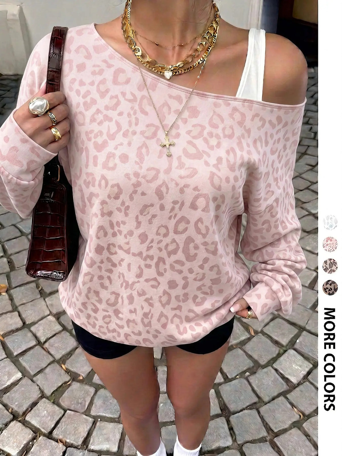 Women Off‑Shoulder Oversized Long Sleeve Sweatshirt