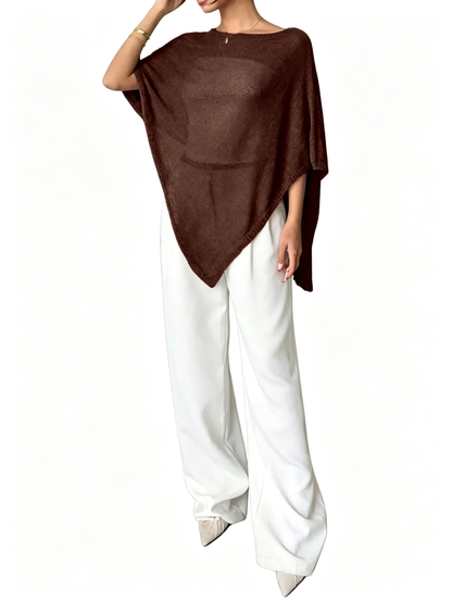 Women Multi-Wear Unique Irregular Hem Knit Shawl Pullover All Match Casual Tops