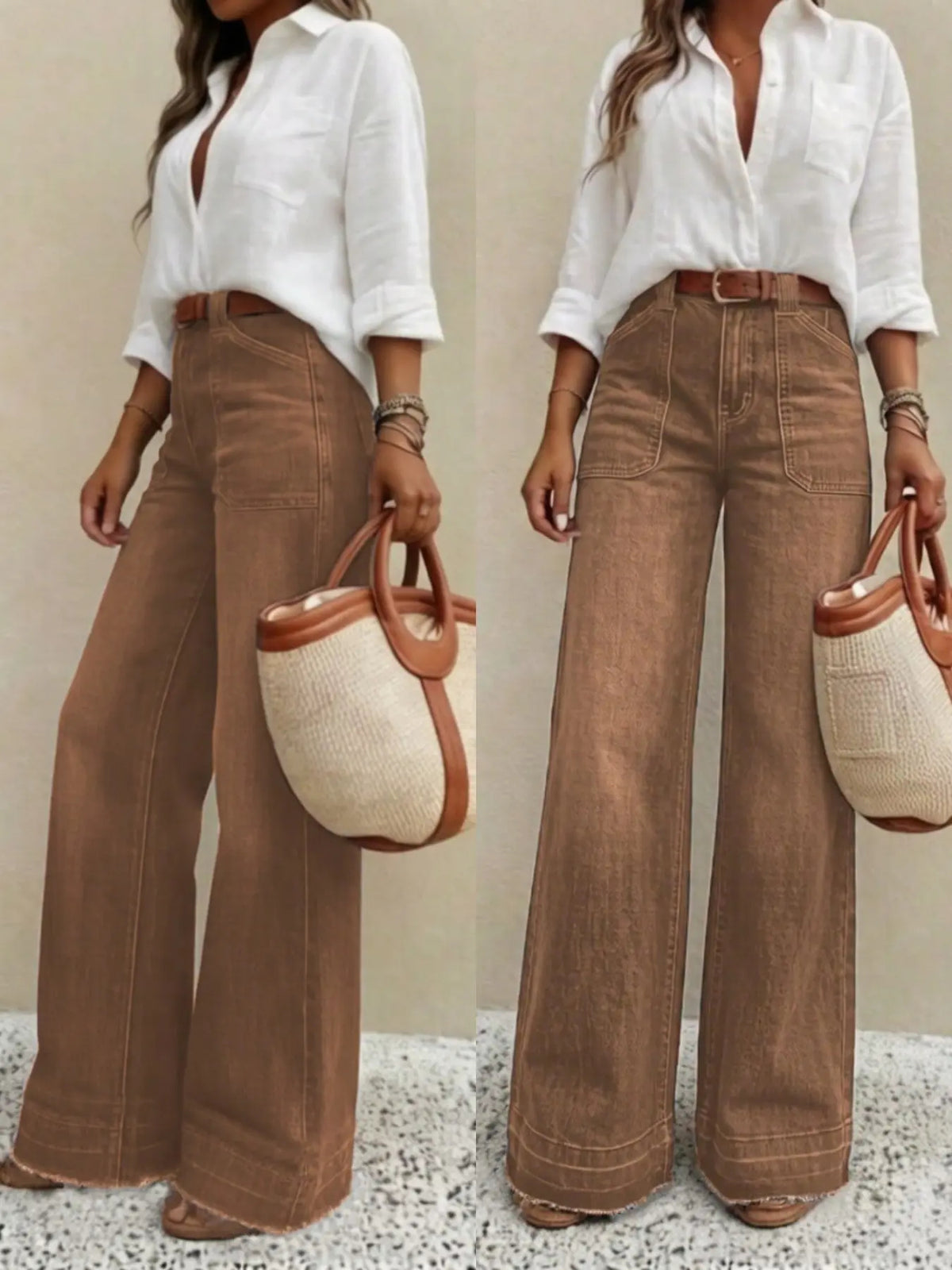 Women's Vintage High Waist Stretch Wide Leg Jeans