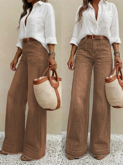 Women's Vintage High Waist Stretch Wide Leg Jeans