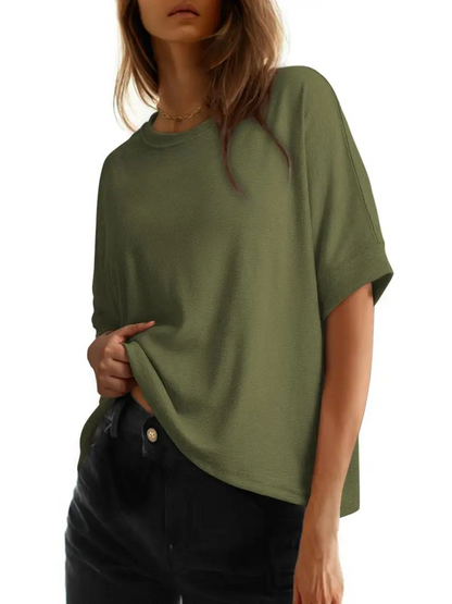 Oversized Crew Neck Loose Basic Short Sleeve Casual Daily Tee