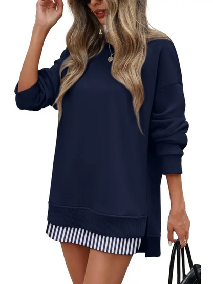 Fall Casual Long Sleeve Side Slit Tunic Top