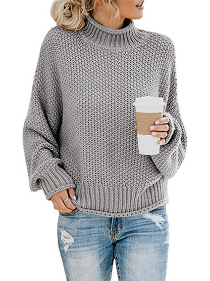 Oversized Turtleneck Batwing Sleeve Pullover Top