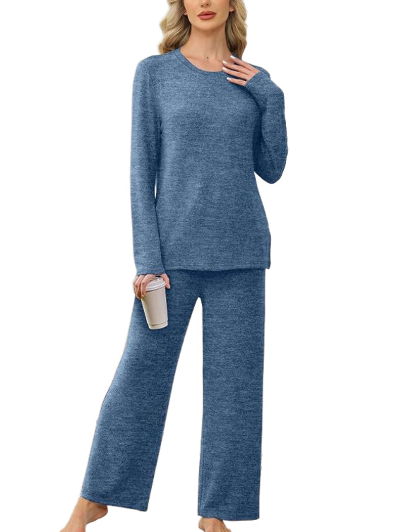 Women Two Piece Lounge Set With Drawstring Waist And Side Pockets