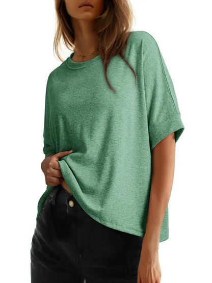 Oversized Crew Neck Loose Basic Short Sleeve Casual Daily Tee