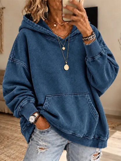 🎀Vintage Washed Oversized Hoodie, No Drawstring