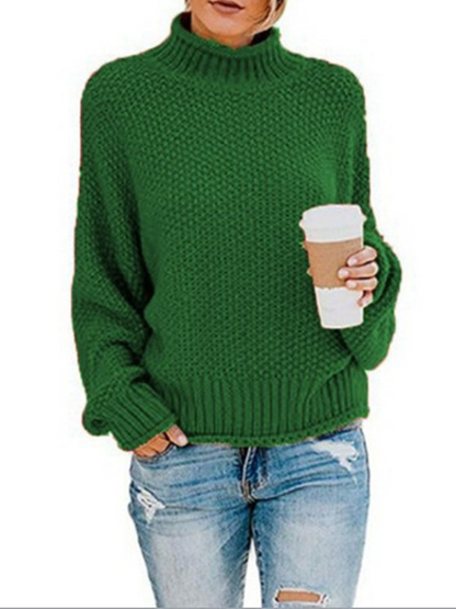 Oversized Turtleneck Batwing Sleeve Pullover Top