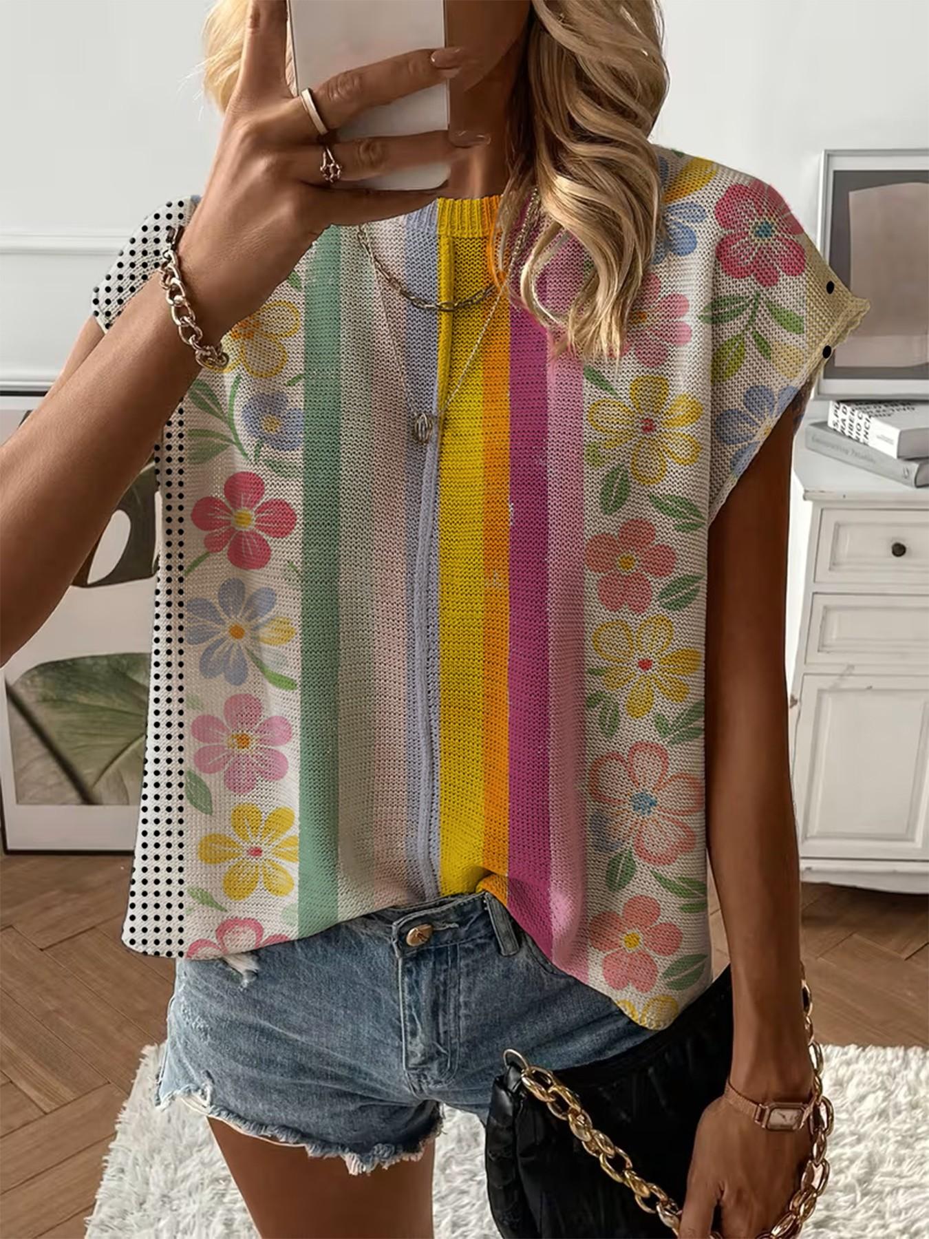 Women's  Print Drop-Shoulder Knit Top