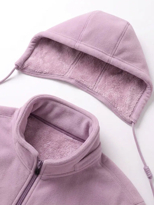 Women Winter Zip Jacket With Detachable Hood