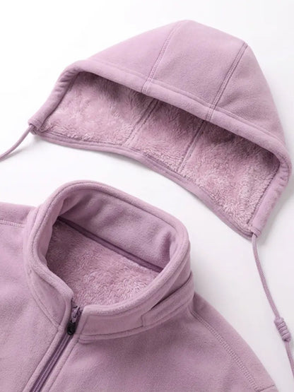 Women Winter Zip Jacket With Detachable Hood
