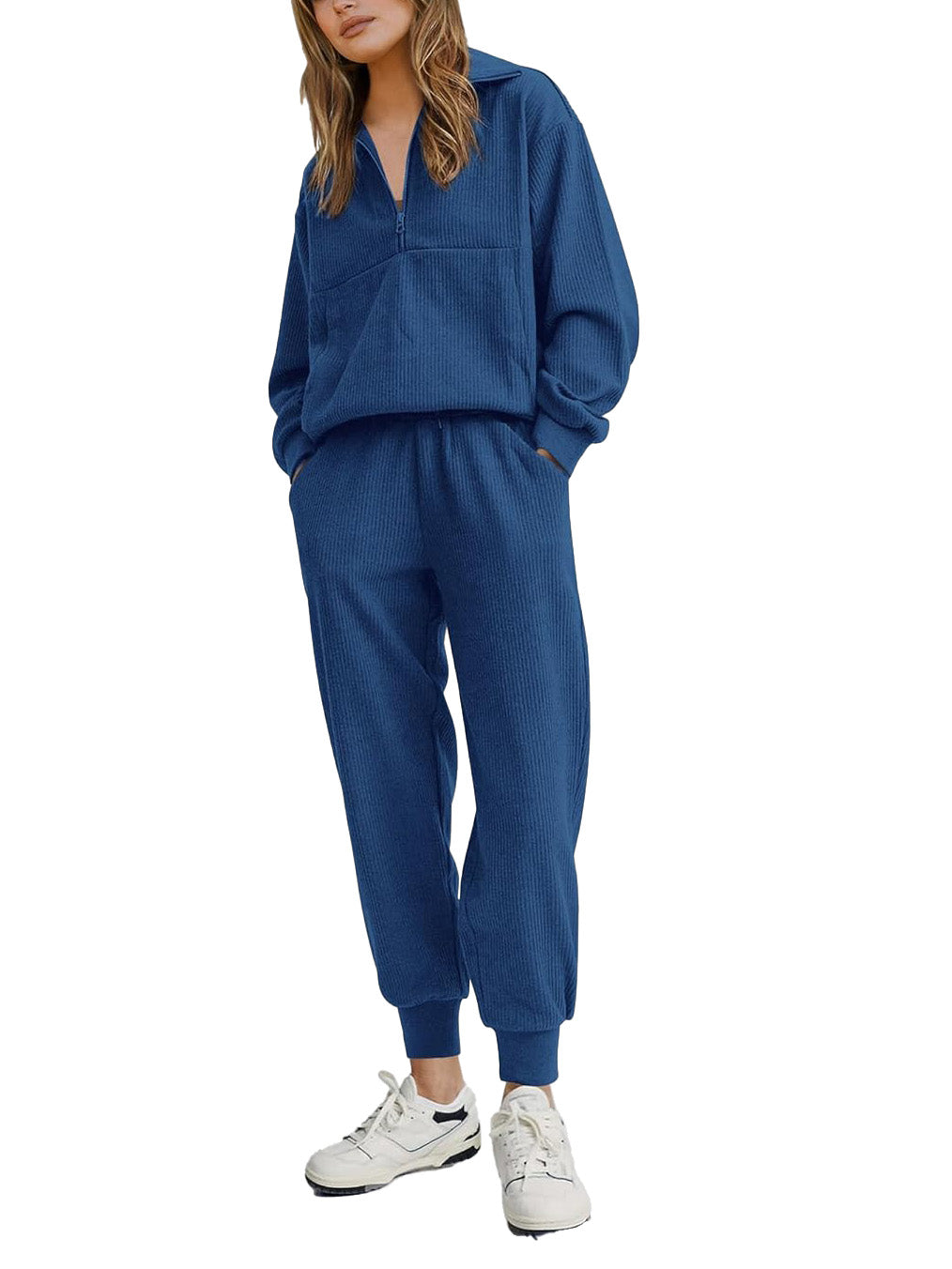 🎀Women's Ribbed Half Zip Lounge Two Piece Set