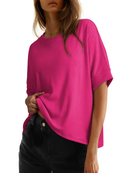 Oversized Crew Neck Loose Basic Short Sleeve Casual Daily Tee