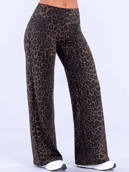 Women’s Light Simple Leopard-Print Wide-Leg Pants