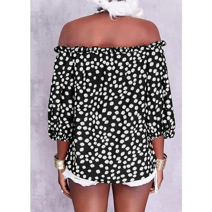 Women's Off Shoulder Floral Chiffon Blouse