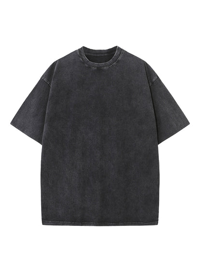 Oversized Acid Wash Cotton Drop Shoulder T-Shirt