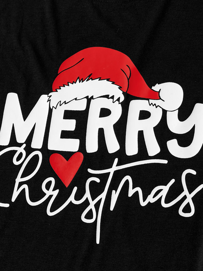 Family Christmas  Long-sleeve Black White Letters Pajamas