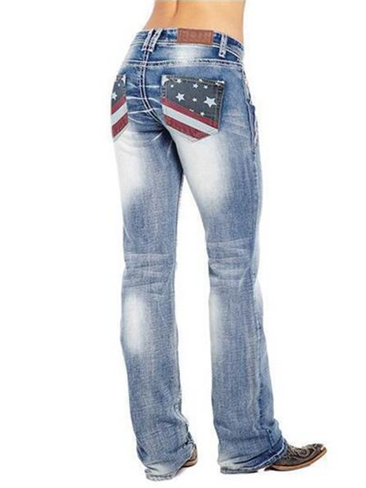 Women's American Flag Stretch Washed Bootcut Jeans