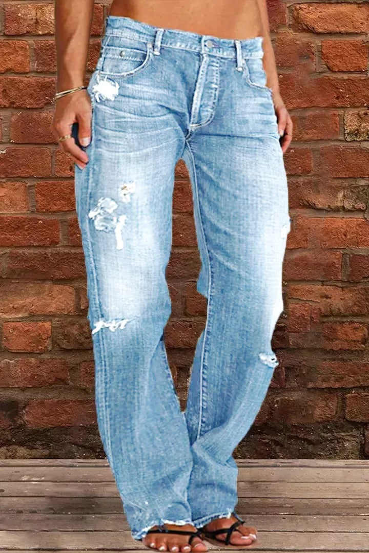 New Style Ripped Low Waist Straight Leg Jeans(Buy 2 Free Shipping)