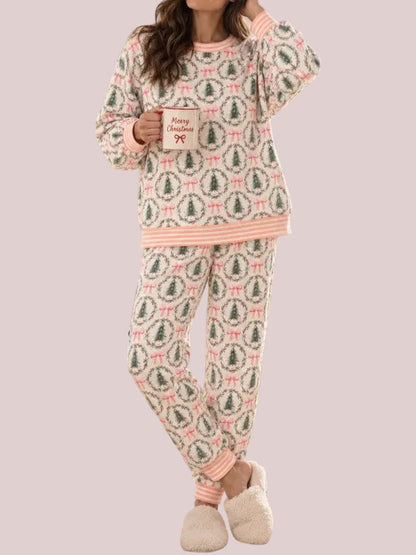 Women's Cute Holiday‑Print Pajama Set