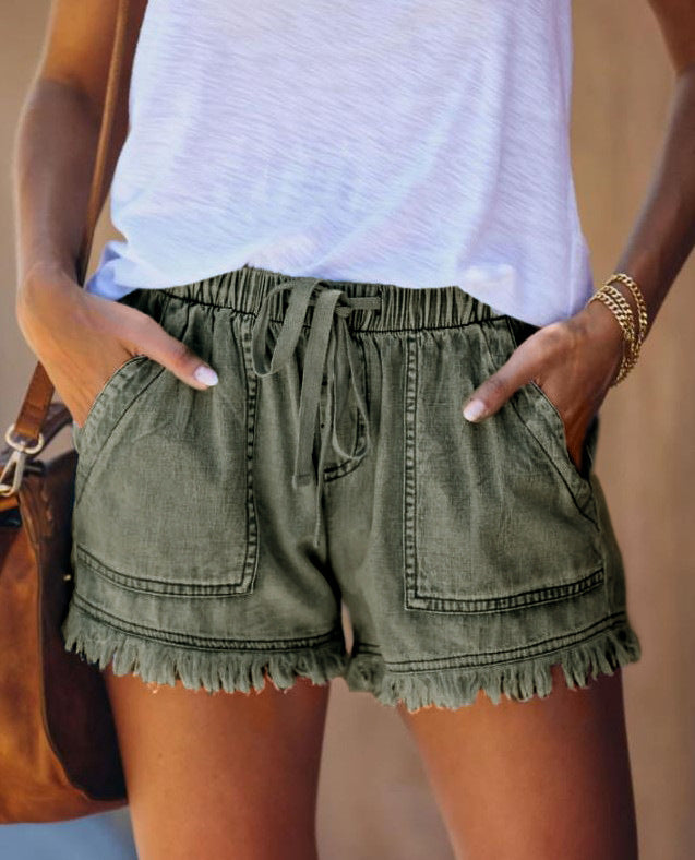 Womens Casual Denim Shorts with Pockets Cotton Jean Short