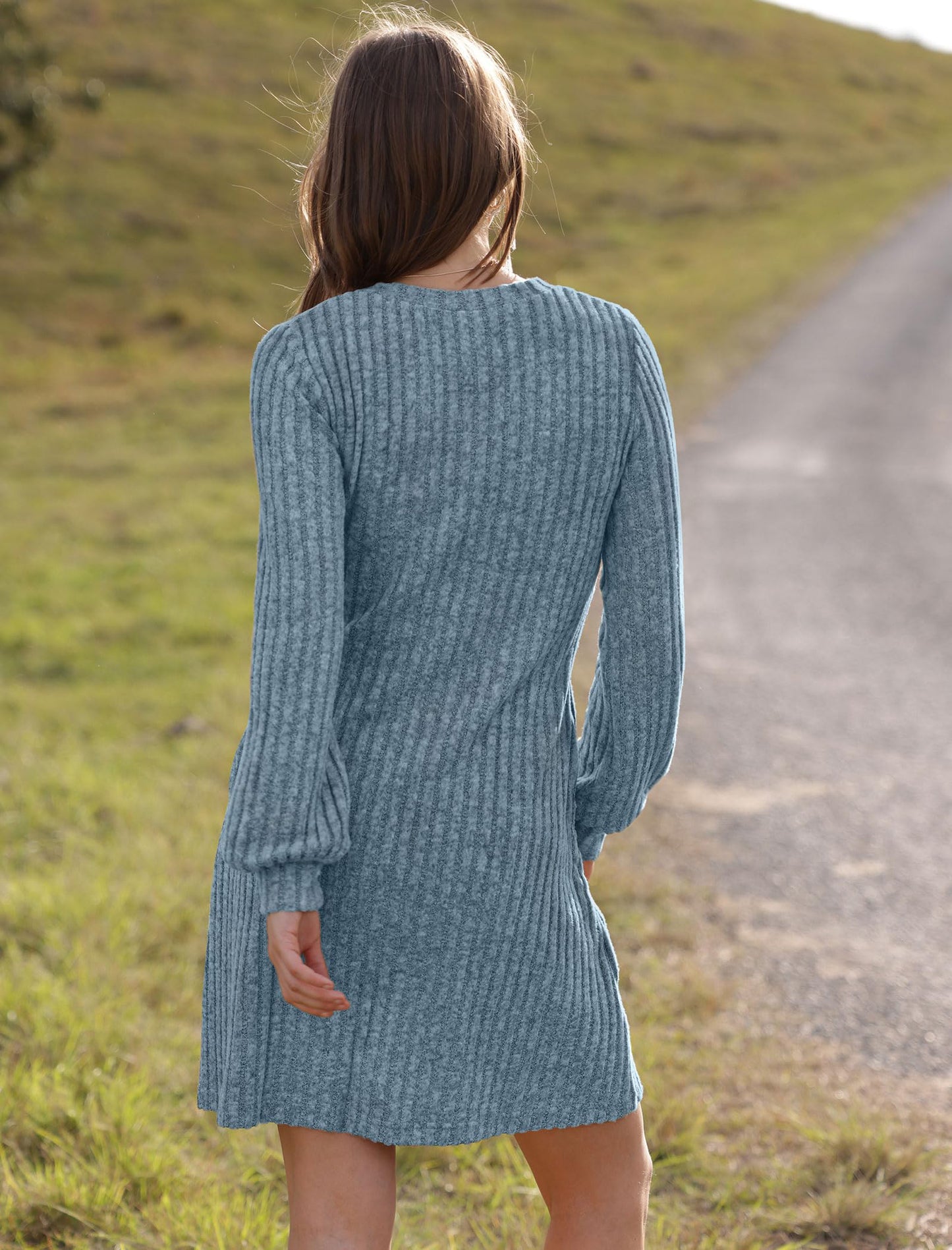 Women's V Neck Long Sleeve Casual Fall Dresses