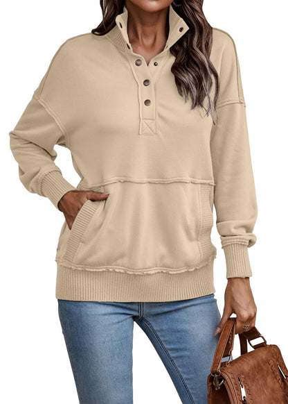 Autumn Womens Casual Button Loose Pullover Tops(Buy 2 Free Shipping)
