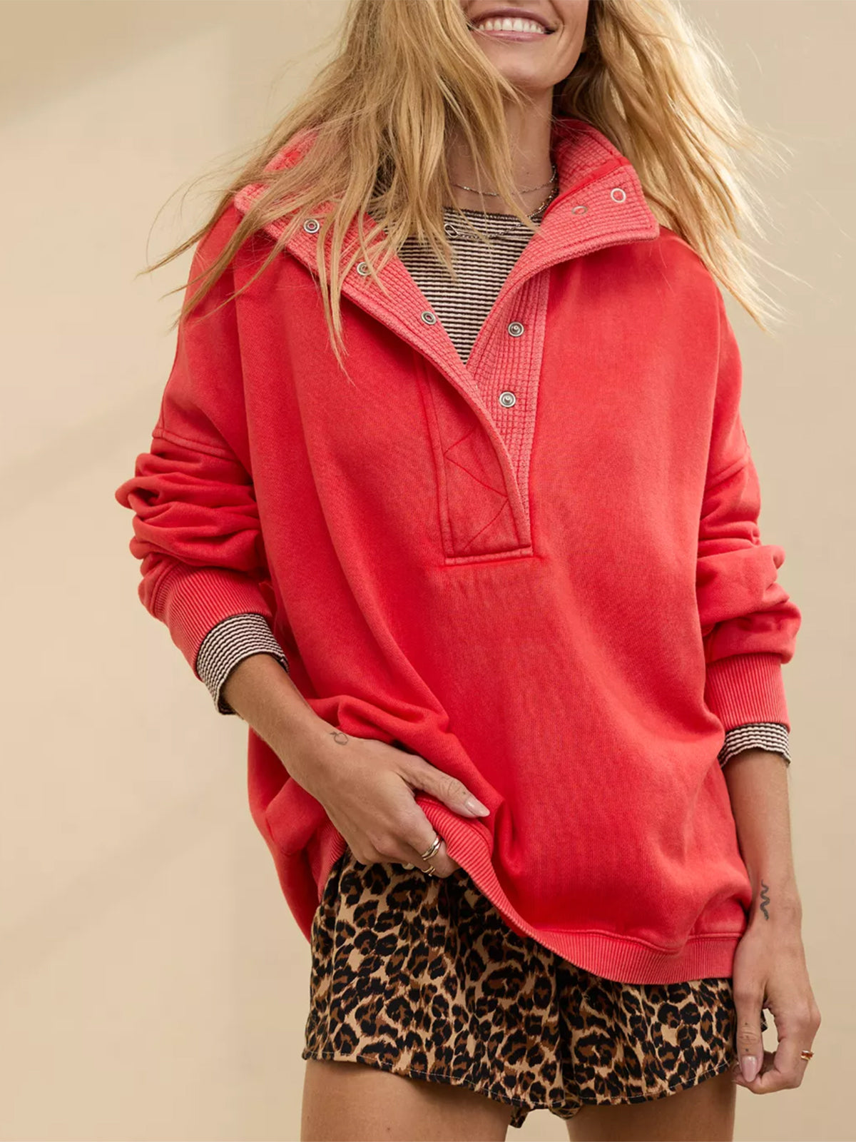 Quarter Snap Sweatshirt(Buy 2 Free Shipping)