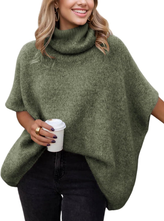 ✨Women's Turtleneck Cropped Bat Sleeve Knit Top