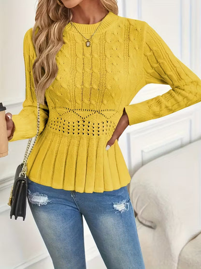 ✨Women's Chunky Knit Crew Neck Long Sleeve Knit Top