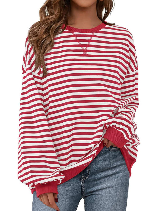 ⏰Hot Sale-Oversized Striped Color Block Sweatshirt