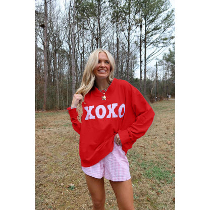 XOXO Gingham Mock Neck Sweatshirt