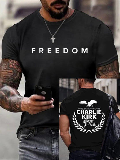Charlie Kirk Memorial Tee, Patriotic Eagle Wreath “Forever in Our Hearts” Unisex T-Shirt