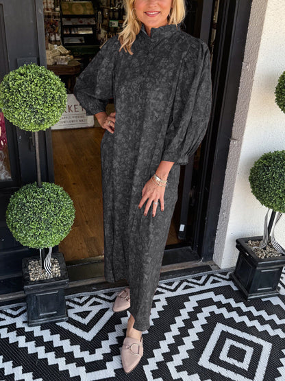 Women's Fall Puff Sleeve Floral Dress