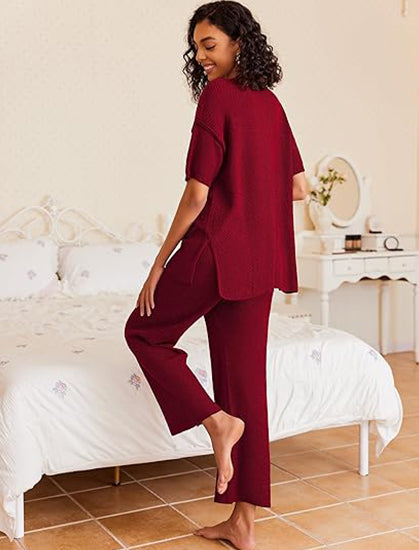 💥Women Knit Top Wide Leg Long Pants Set
