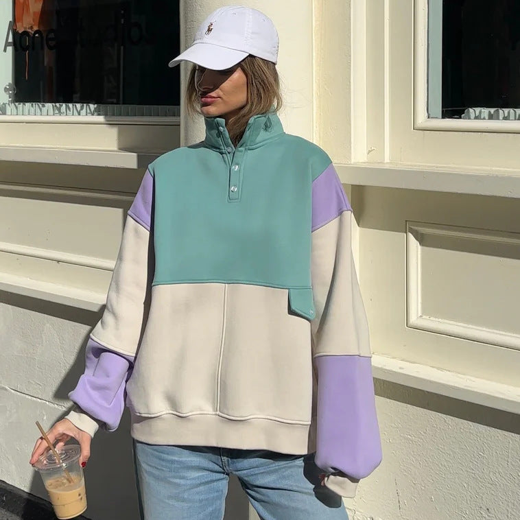 Women's 90s Retro Long Sleeve Contrast Sweatshirt