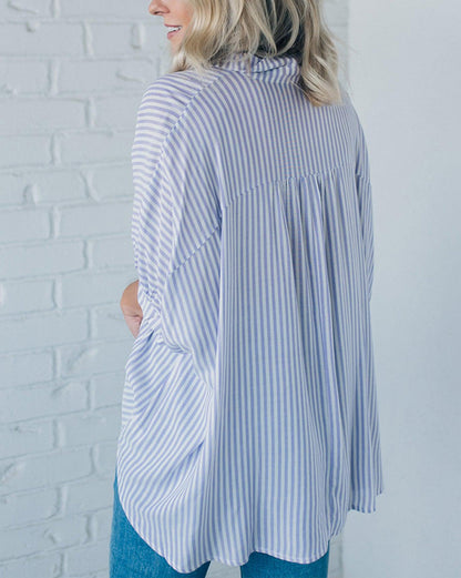 2024 Oversized Striped Loose Button-down Shirt(Buy 2 10% OFF)