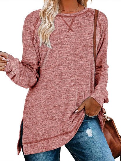 ✨Women Fall Side slit Long Sleeve Shirts Tunic Tops