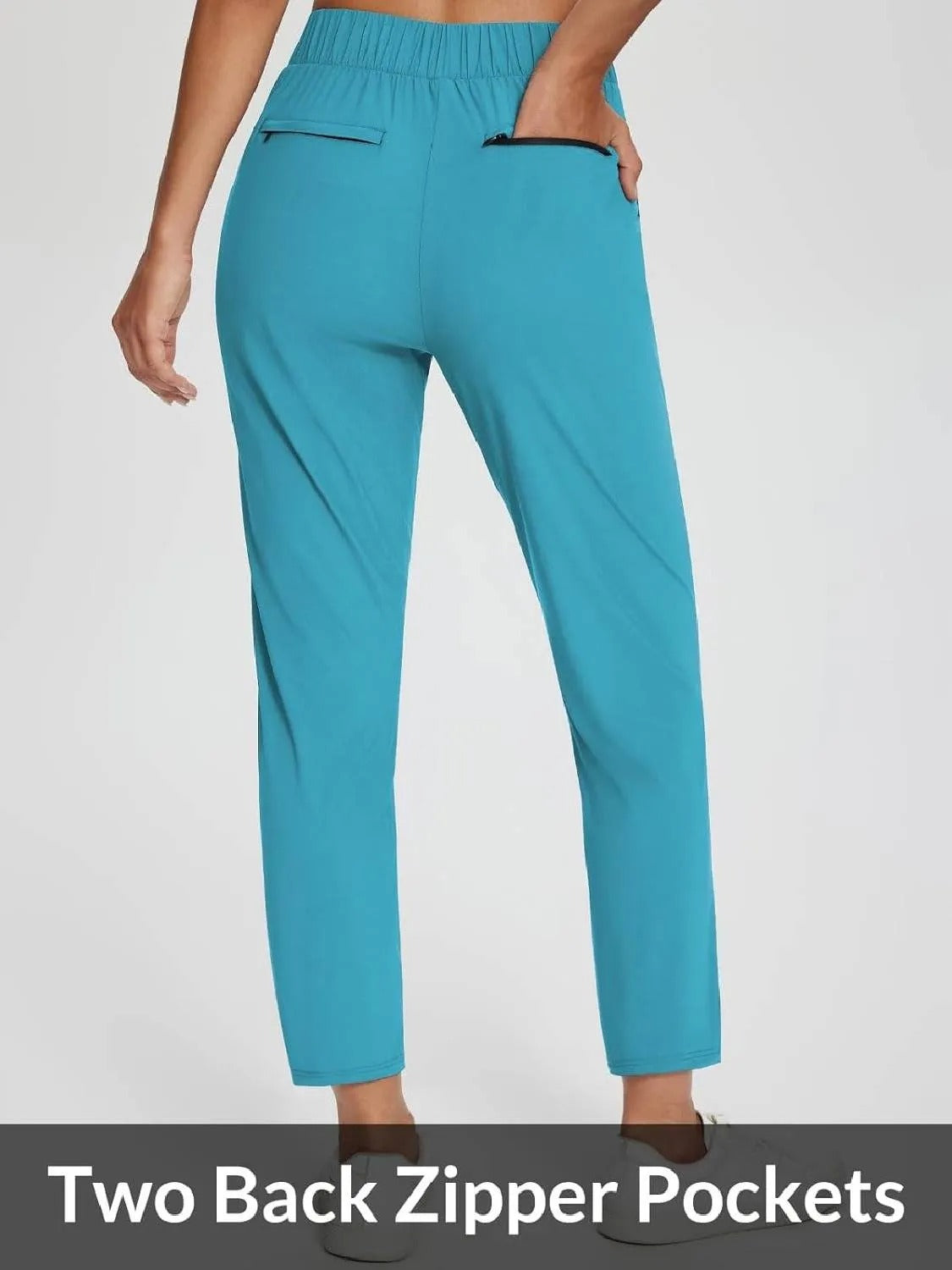 Women's Travel Pants Lightweight Anklle Dresss Pants With Zipper Pockets Summer UPF50